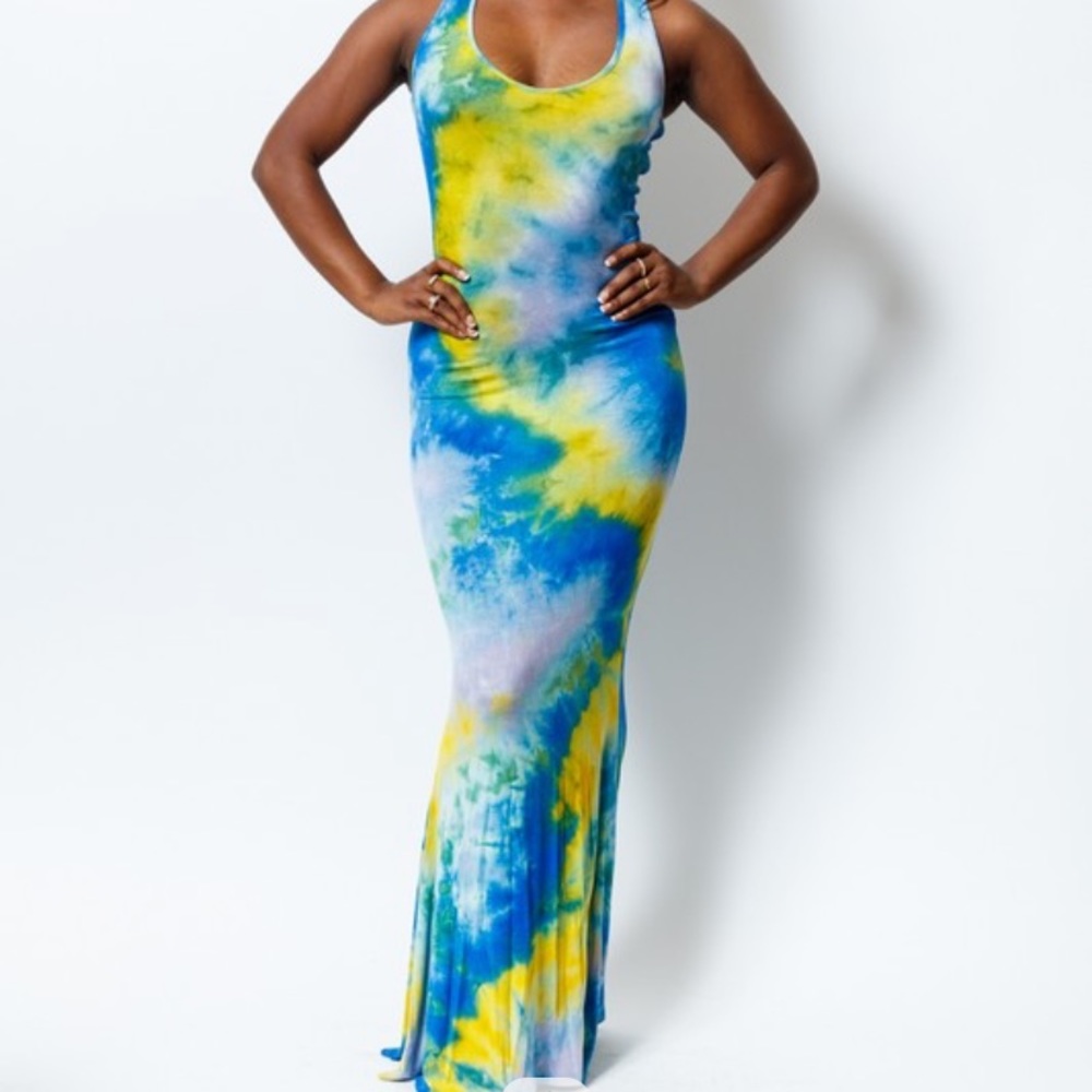 Tie dye blue maxi dress